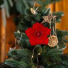 Artificial Christmas Flower Insert Festive Tree Vase Decoration Picks For DIY Craft Wreath Home Holiday Decor - Red - View 4