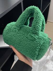 秋冬毛绒迷你手提包枕头配可爱吊坠配件 - 彩色 - 查看 4