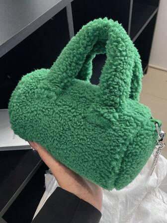 Höst/vinter plysch mini-väskekudde med sött hänge