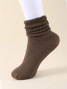 5 Pairs Vintage Casual Crew Socks, Warm Breathable And Sweat-Absorbent Thick Knit Soft Wool Socks, Perfect Gifts For Hiking, Back To School, Halloween & Christmas