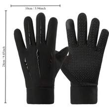 1pair Touch Screen Anti-Slip Sports Gloves,Suitable For Cycling,Riding Motorcycle And Skiing,Black Gloves,Winter Hand Warmers - Multicolor - View 2