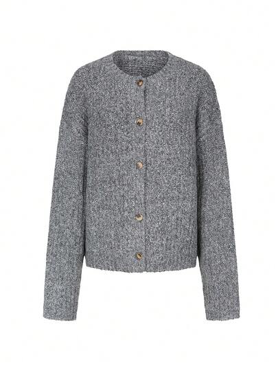 Suéter de punto para mujer de otoño/invierno - Tops a juego con todo - Diseño casual y elegante - Suéter de punto con cuello redondo y botones de estilo minimalista y de moda - Atuendos de oficina para mujer - Tops para salir - Fiesta - Año Nuevo - Navidad