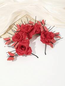 1 Stück Halloween Kopfschmuck Bionik Rose Schmetterling Haarband Party Haaraccessoire Lustiger Haarclip Dark Lolita übertriebener Cosplay Haarreif, Halloween Kostüme Feiertags Grundausstattung, Haarband, Haarreifen