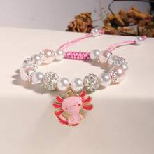 Axolotl Girls Bracelet Pink Pearl Cute Pendant Woven Bracelet Women Exquisite Adjustable Bangles Birthday Gift For Daughter Christmas Accessories