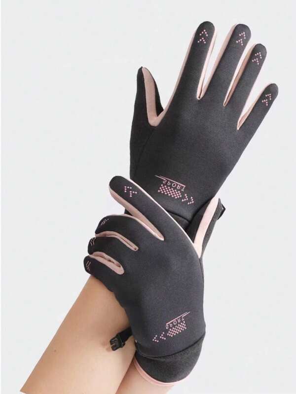 1 par de guantes de punto sólidos y cálidos para mujer, impermeables, aptos para deportes al aire libre, ciclismo, motocicleta, compatibles con pantalla táctil, con forro térmico, para todas las estaciones