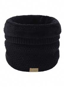 1件装冬季腈纶保暖围脖，带保暖内衬，小珠子设计，高领，加厚针织单圈颈套，适合日常使用 - 1pc - 查看 3