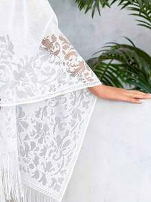 Elegant Lace Scarf For Women, Evening Dress Shawl - White - View 2