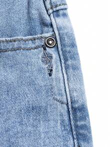 Boys' Classic Dark Washed Blue Straight Leg Jeans, Suitable For Summer & Autumn - Medium Wash - View 10