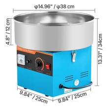 Cotton Candy Machine Commercial, 1000W Electric Candy Floss Maker, Easy Use With 15 Inch Stainless Steel Bowl And Sugar Scoop, Makes Hard Candy For Home Kids Birthday, Family Party, Blue - Blue Straight - View 10
