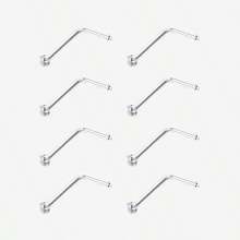 8pcs 1.5/2/2.5/3mm Cubic Zirconia Nose Piercing Jewelry Nose Studs, I L Shaped Shiny Crystal Bone Nostril Piercing Jewelry