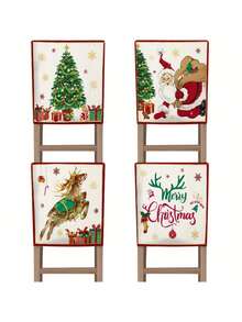 1 pièce Housse de chaise renne de Noël, housse de chaise décoration sapin de Noël Père Noël, décoration hivernale, décoration de Noël, décoration quotidienne de la maison, chaise de fête, décoration saisonnière, thème de Noël, texture douce, matériaux de haute qualité, housse de chaise décorative décorations de Noël décoration de la pièce