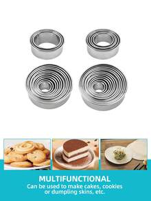 3/5/11/12件套不锈钢蛋糕模具，圆形模具，饺子切割器，吐司研磨工具套装，不锈钢慕斯蛋糕模具圈，圆形蛋糕圈，慕斯蛋糕圈，蛋糕模具，烘焙模具，可机洗，不锈钢材质 - 銀色 - 查看 6