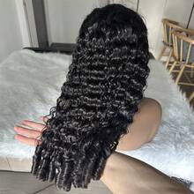 Burmese Curly Human Hair Wig Vietnamese Hair 13x4 Lace Front Wigs Human Hair 250% Density  Bouncy Curly Natural Color Curly Remy Human Hair Lace Wigs Transparent Lace Front Wig - Natural Black - 查看 4