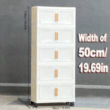 2025年アップグレードされた5段ダブルドアモバイル収納キャビネット - 頑丈な防水プラスチック、折りたたみ可能なデザイン、寝室、ランドリールーム、オフィス、ベッドの下の整理用の車輪付き - モダンなスタイル、モバイルストレージソリューション|Modern Aesthetics|多機能収納ボックス、ワードローブ収納、ベッド下収納 UYFJ - 透明,50.01 cm - チェックする 5