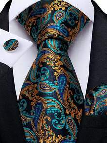 Men Tie Sets Classic Fashion Necktie Set With Cufflink For Business Party
