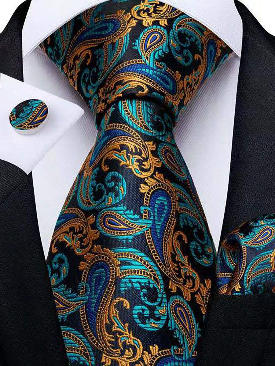 Men Tie Sets Classic Fashion Necktie Set With Cufflink For Business Party
