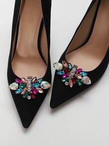 2pcs Multicolor Rhinestone Rhombus Shoe Decorations, Delicate New Accessory, Fashionable DIY Decor, Suitable For Sexy Women Holiday Date High Heels Bag Outfit Matching - Multicolor - View 5