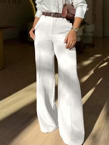 Straight-Leg, Wide-Leg Suit Pants. Floor Length - 白色 - 查看 1