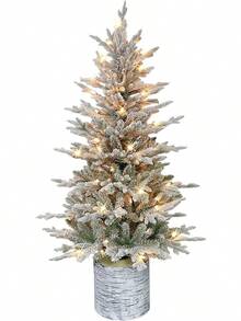 Lápiz de Abeto ártico preiluminado de 6 pies con 120 luces LED blancas cálidas - Abeto ártico flocado de 4.5 pies con 70 luces transparentes - Ver 13