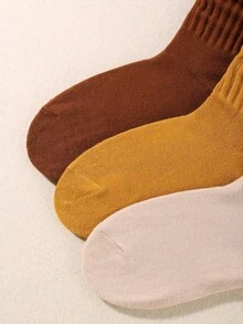 6/3/1 Đôi tất nữ mùa thu/đông dài đến giữa bắp chân, tất dài nhiều lớp, tất dệt kim thường ngày, tất mắt cá chân nữ, tất mặc nhà, màu Maillard - Nhiều màu - Xem 5