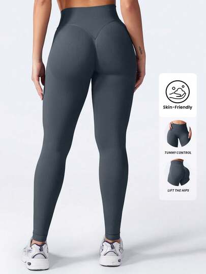 Yefecy Women's High Waisted Seamless Workout Leggings Butt Lifting Gym Yoga Pants Booty Scrunch Vital Tummy Control Ruched Tights