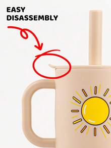 160ml/5.41OZ,100% Silicone Baby Training Cup With Creative Prints Training Cup With Handle And Straw, Anti-Leak Soft Siliconeipple, Easy To Clean Children's Water Cup, Suitable For Babies Over 6 Months)