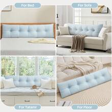 Soft Headboard Pillow Bed Wedge Pillow For Headboard With Side Pockets Dorm Headboard Twin Full Queen King Backrest Pillow, Bed Bolster Pillows For Back Support With Removable Cover - Màu xanh nhạt - Xem 7