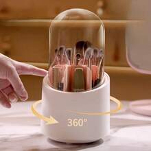 360° Rotating Makeup Brush Storage Box, Portable Desktop Cosmetic Organizer For Lipstick, Eyebrow Pencil And Eye Shadow Brushes - Multicolor - View 3