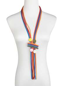 MARLIWOO Round Decor Necklace - Green - View 7