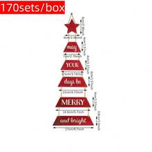 1/2/170 Sets Available, 6 Pcs/Set Merry Christmas May Your Days Be Merry And Bright Red Christmas Tree Shaped Stars Blessing Slogans Wooden Wall Decoration, Welcome Sign Decoration, Fun Countryside Fireplace Decoration, Winter And Christmas Themed Party Home Decoration, Shopping Center Wall Decoration - Multicolor - View 8