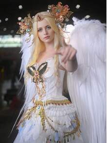 SEWLO Feather Angel Wings - Plump, Sturdy DIY Costume Wings For Halloween, Christmas, And Cosplay With Adjustable Straps - trắng - Xem 10