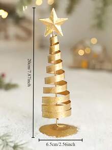 1pc Gold Mini Christmas Tree Tabletop Decoration Holiday Table Centerpiece Suitable For Home, Office, Suitable For Living Room, Bedroom, Fireplace, Party, Holiday Home Decor, Christmas Decoration, Christmas Ornaments, Office Decoration, Christmas Gift Christmas Decorations Room Decor Winter Christmas Decorations Home Christmas Gifts Christmas Decor - Multicolor - View 4