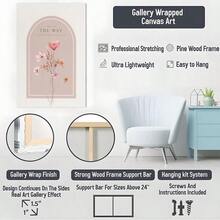 1Pc 2D Flat Printing Pink Flowers, Bible Verses, Religious Art Style Canvas Wall Art For Living Room Wall Decor For Bedroom Bathroom Framed Wall Poster Art Prints Ready To Hang Pictures Home Decorations - 彩色 - 查看 7