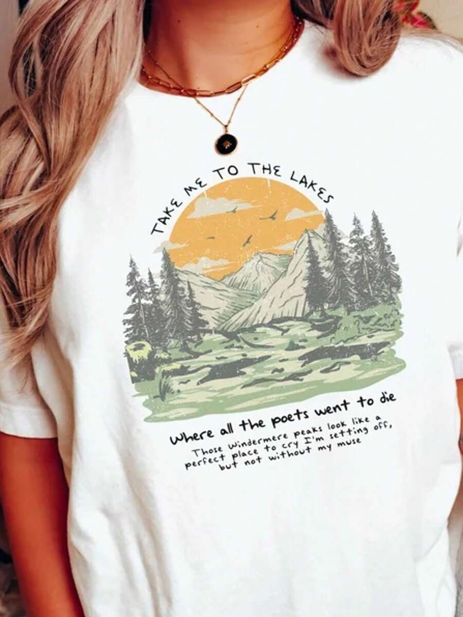 The Lakes Lyric Shirt, Taylor Shirt, Taylor Merch, 1.9.8.9 Album, Evermore Lyric Tee, LVR Album, Eras Concert Tour, Lyric Tee, Rep Merch - 白色 - 查看 1