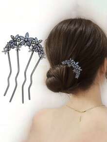 1个时尚U型仿珍珠发夹，简约奢华小众发饰，发髻发夹，发髻造型器，发饰，学生用品，珍珠发饰，婚礼用品，头部饰品