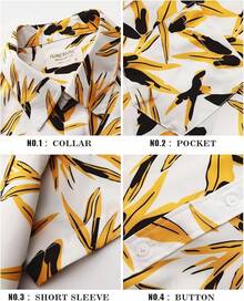 Hawaiian Shirt For Men Short Sleeve Floral Printed Casual Button Down Summer Beach Dress Shirts-20256688 - 黃色03 - 查看 7