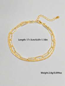 SYMFNY 1 件 925 纯银双层女士手链，独特设计，闪亮手链，送给好朋友的生日礼物 - 金黃色 - 查看 4