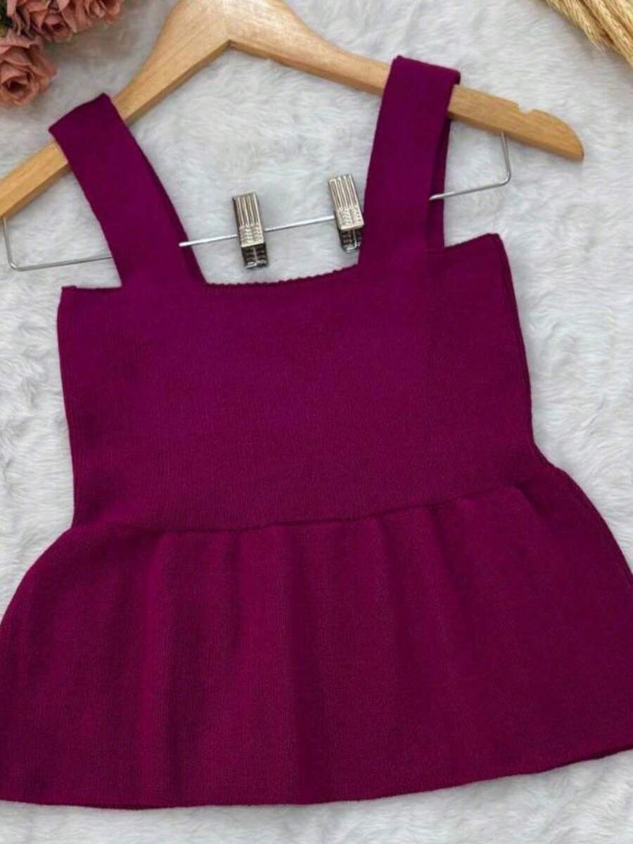 Women's Tank Top With Ruffle Peplum Tricot Modal Summer 2025 Realize Trico Rodadinha - Fuchsia - View 1