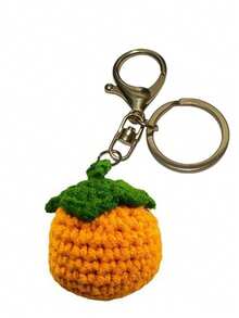 1 件手工钩织柿子贴花 - 橙色纱线果实，带绿色叶子，适用于 DIY 手工艺品、钥匙扣、钩针用品、时尚配饰小水果吊坠、服装装饰、包包装饰、剪贴簿、珠宝制作、家居装饰项目、礼品工艺创意、手工必备品、小型纺织饰品，可选手工亮片细节（不含额外材料） - 彩色 - 查看 8