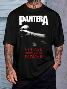 Rock T-Shirt Pantera Vulgar Display Of Power Music Shirt Blouse Unisex Male Female 100% Cotton Top Premium Streetwear New Release Fast Shipping Various Colors!! Plus Size - 黑色 - 查看 1
