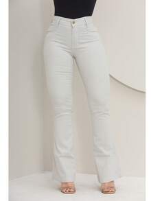 Women's Flare Jeans, High Waist, Bell Bottom - 香檳色 - 查看 6