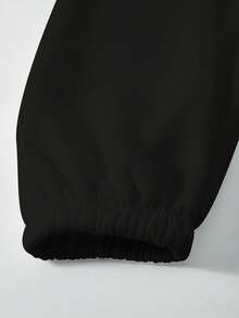 2 Pieces Hoodie + Sweatpants Set, Customized Personalized Thanksgiving Gift, Christmas Gift - Add Your Own Text/Image (Badge Design/Company Logo/Family Photo/Selfie) - Black - View 6