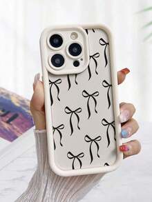 Funda de teléfono con lazo negro pintado Halloween compatible con iPhone 16/15/XR/16 Pro Max/7p 8p/P12 Pro Max/P13 Pro Max/P14 Pro Max/P13/P14/P11/P12/P14, XS/S/XS Max/7 8 GES2, cubierta protectora gruesa, de moda y resistente, perfecta para Halloween y regalos temáticos. - Blanco - Ver 3