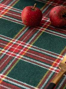 1件圣诞加厚红绿格子桌布，适用于节日派对、宴会、餐厅、厨房、餐桌装饰，方形，透气轻便 - 紅綠色 - 查看 9