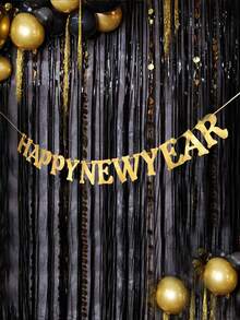 kumozawa 1set Happy New Year Banner, Gold New Year's Eve Party Background Decoration Banner, Suitable For Decorating 2026 New Year Party, New Year's Eve Party Decoration Balloons, New Year's Party Supplies, 2026 New Year Party Decoration, Applicable To 2026 New Year Party Family Gathering