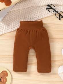 3pcs/Set Baby Boy Casual Outfit, Cute Letter Print & Cartoon Bear Embroidery Decor Bodysuit, Elastic Waist Pants And Hat, Suitable For Daily Wear, Vacation, Party, Photography