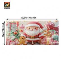 1pc Santa Claus Patterned Bathroom Anti-Slip Mat, Made Of Artificial Cashmere With Plush Decoration, Is Suitable For Bathrooms, Doorways, Kitchens And Other Occasions. It Can Be Machine Washed, Is A Holiday Decoration And Can Be Given As A Gift - Multicolor - View 18