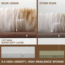 Sour Lemon Large Rugs Living Room, Hexagonal Pattern Area Rugs For Bedroom, Washable Anti Slip Shaggy Soft Rug, Fluffy Modern Carpets Mat Beside Area Rug, Best For Living Room, Bedroom, Study Room, Home Decor - White Camel - View 5