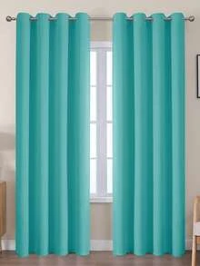 VEHEDE Bộ 2 rèm cửa cách nhiệt phòng khách có khoen, rèm cản sáng, bộ 2 rèm cản sáng màu be, be nhạt. - Màu xanh ngọc - Xem 22