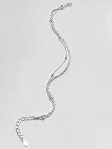 SYMFNY 1pc 925 Sterling Silver Double Layer Bracelet, Unique Design, Shiny Bracelet, Birthday & Friend Gift - Silver - View 4